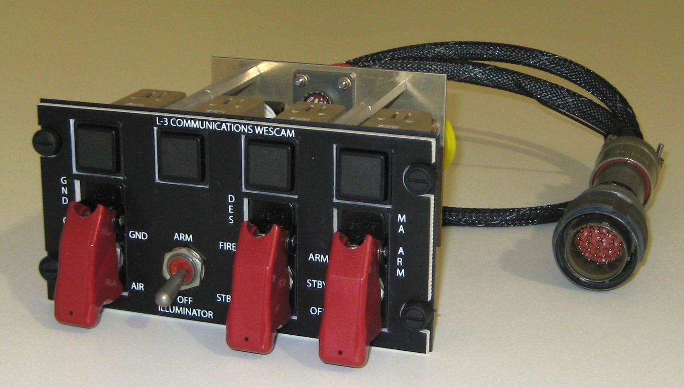 Mace Aviation laser arming panel for helicopter weapons system