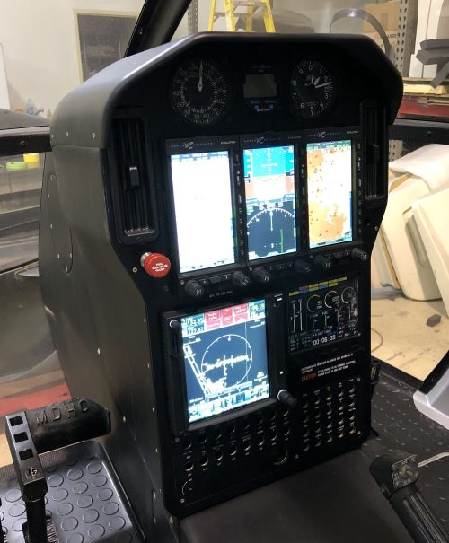Mace Aviation M5 helicopter instrument panel and avionics display